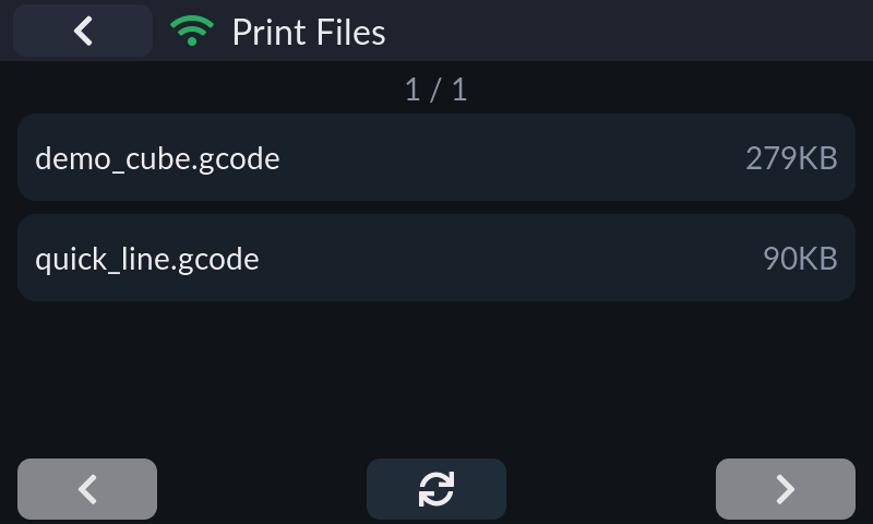 Print files — paged file list