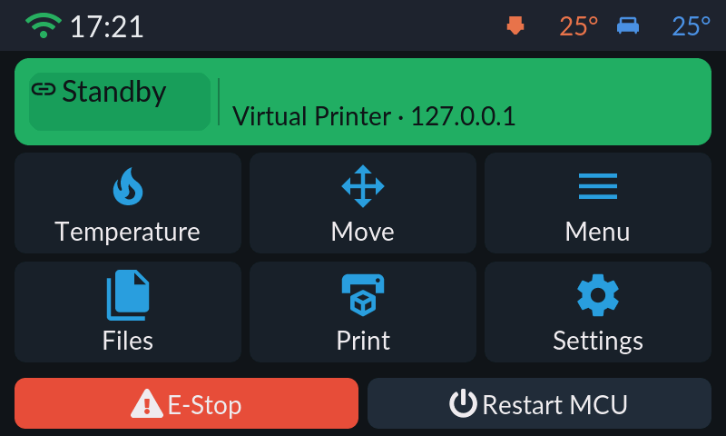 Main screen — standby